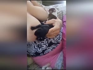 Lactation scene with a dog in a shocking zoophilia video