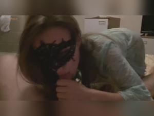 Sonya gives a passionate oral sex with her dog while her partner gets ready to leave for vacation