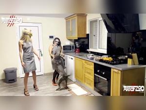 French lesbian woman gets orgasm by screwing her dog in this porn video