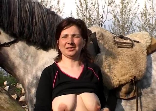 Big tits, open ass, horse cum - Intensive zoophile