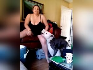 A unique zoophilia experience with a curvy woman