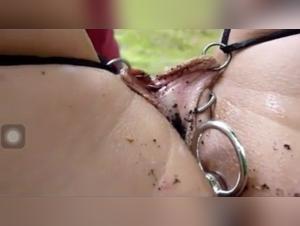 Zoophilia video with an earthworm