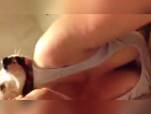 Extreme sex scene with a mature woman and a dog