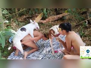 Sex scenes with a dog in this bestiality video