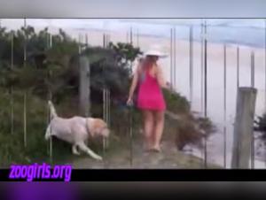 Discover the intimate moments of a woman and her dog outdoors