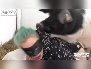 Extreme zoophilia scene with a German submissive and her dog