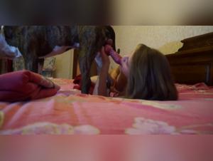 Zoophilia video with a beautiful brunette