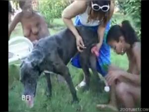 Intense moments of sex with a dog in this bestiality video
