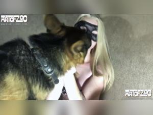 Zoophilia video: blonde and her dog in a forbidden relationship