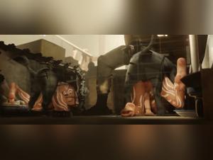 Dog sex video: a woman and her canine companion in a cage