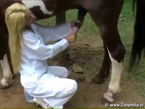 Bestiality sex video: blonde girl and dog