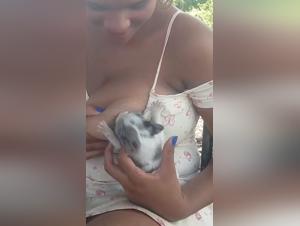 woman and dog in love