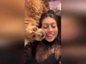 Teenage girl and dog: an unexpected encounter