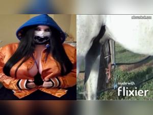 Intense encounter between Esskayuwu and a horse in a bestial video